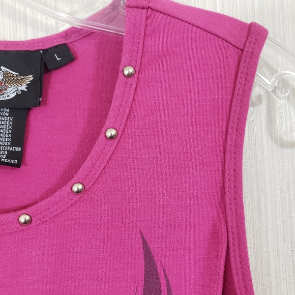 Harley Davidson embroidered front ombre with silver tone metal detail tank top L - Picture 4 of 10